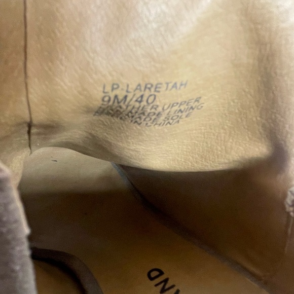 Lucky Brand Laretah Taupe Suede Leather Open Toe High Heel Ankle Boots Size 9 - Picture 5 of 7